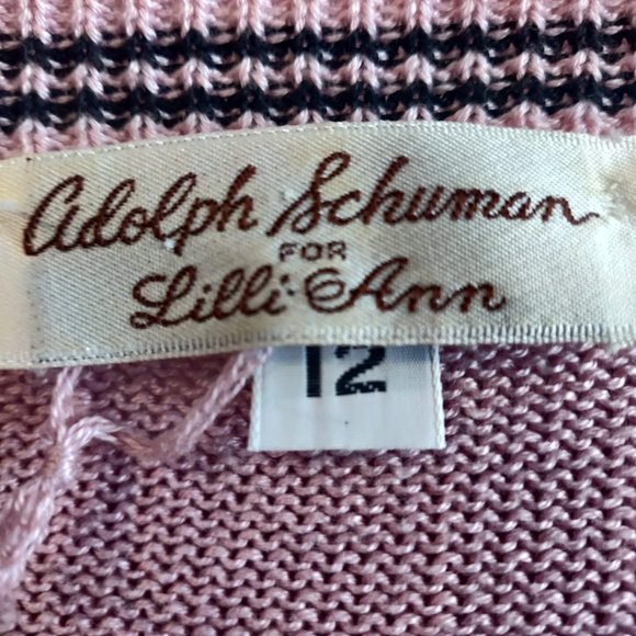 Vintage Adolph Schuman For Lilli Ann Pink V-Neck Polka Dot Sleeves Sweater 12 - Picture 8 of 9
